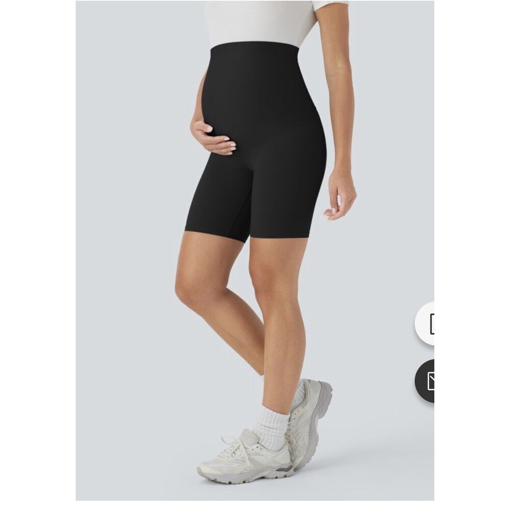 Halara Womens SoftlyZero Super High Waisted Maternity Yoga Biker Shorts 7” Large